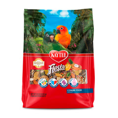 Kaytee Fiesta conure food variety ingredients stimulate foraging and curiosity.
