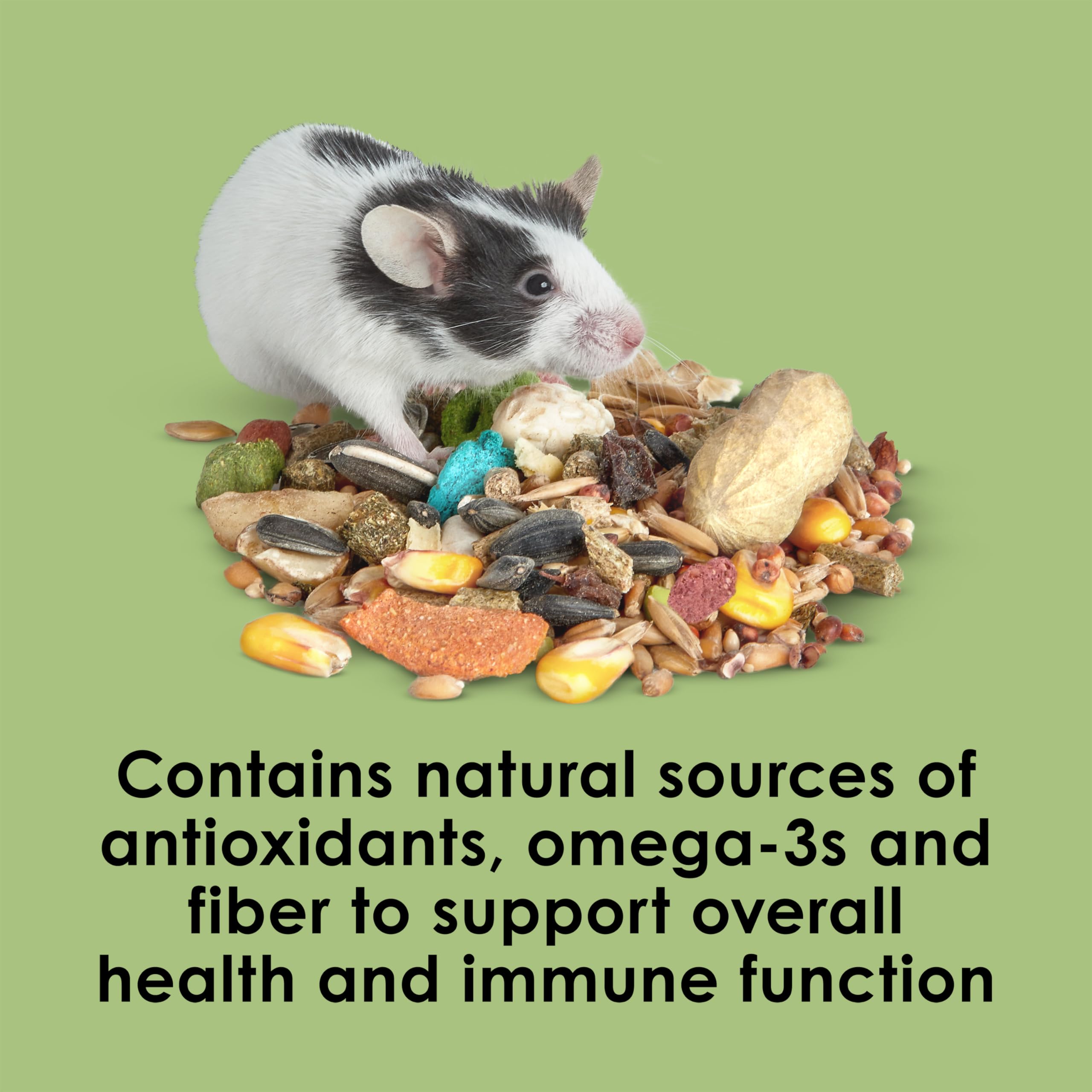 Kaytee Fiesta formulation—nutritionists crafted blend for balanced small-pet nutrition.