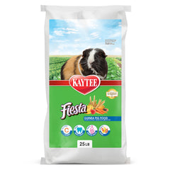 Kaytee Fiesta guinea pig food shows assorted shapes and textures for enrichment.