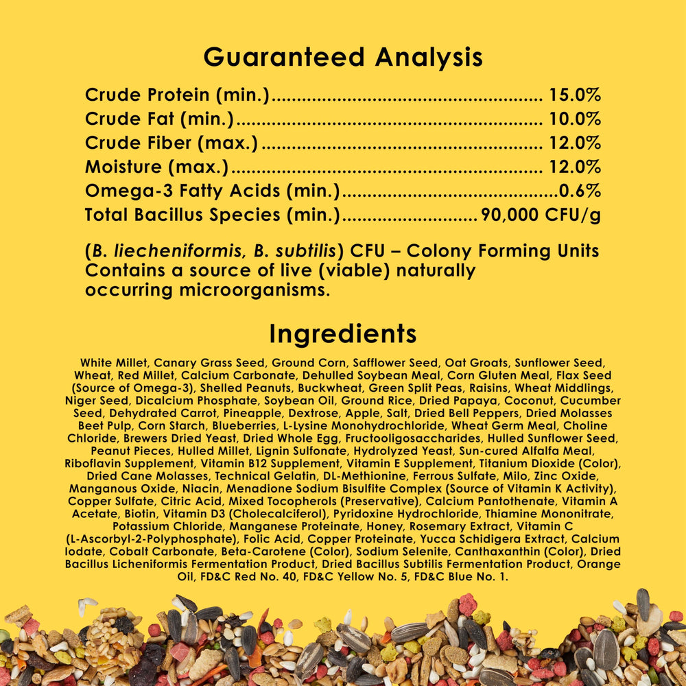 Complete diet for cockatiel growth and foraging enjoyment
