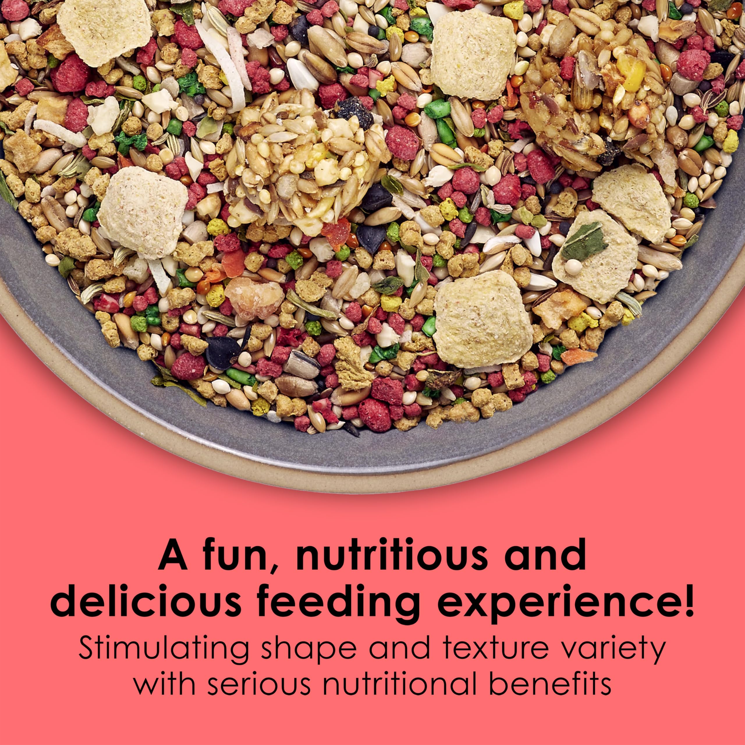 Kaytee Fiesta parakeet food premium ingredients blend with grains seeds and fruits