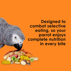 Kaytee Fiesta parrot food foraging enrichment promotes activity and curiosity.