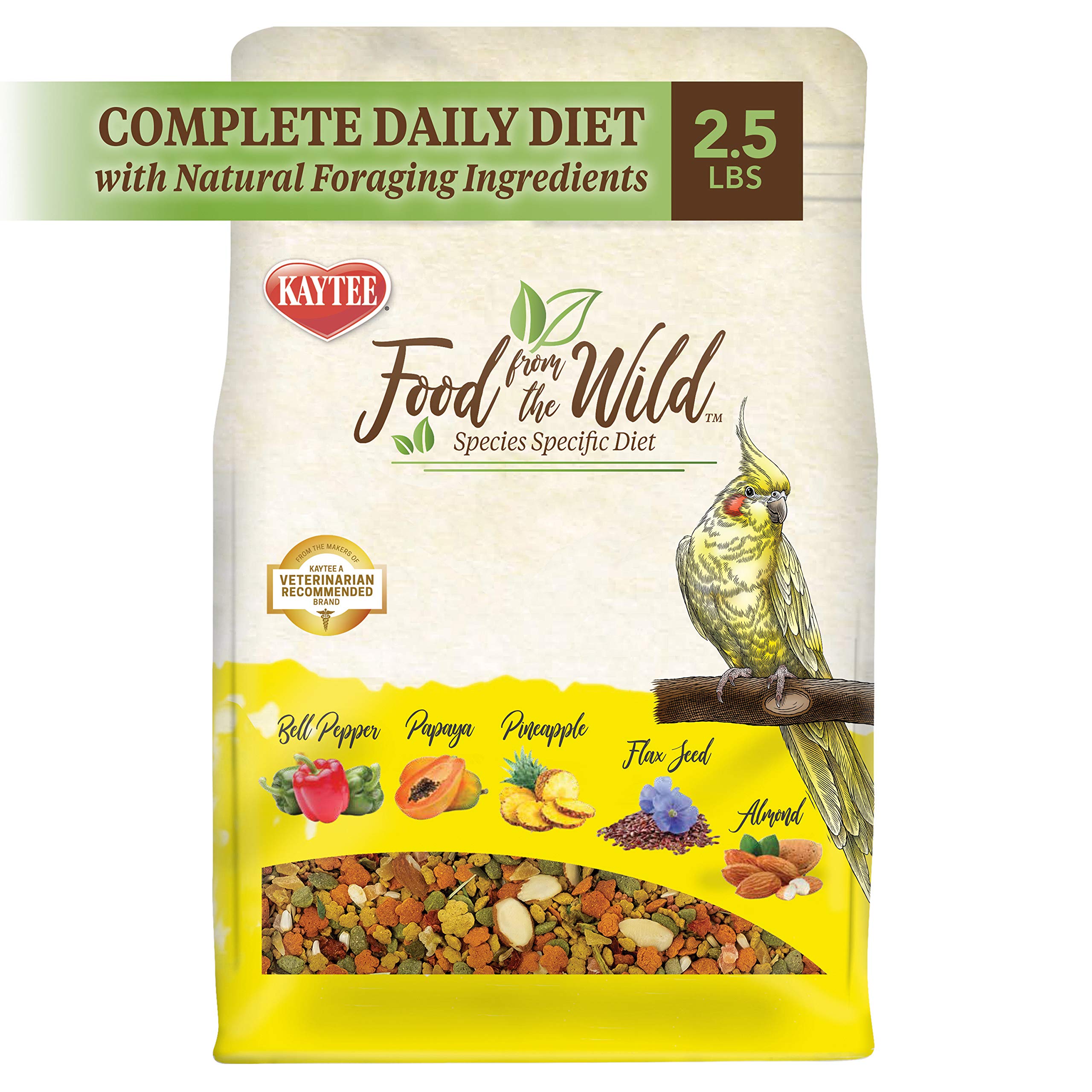 Kaytee Food From the Wild foraging ingredients bowl highlights variety for enrichment.