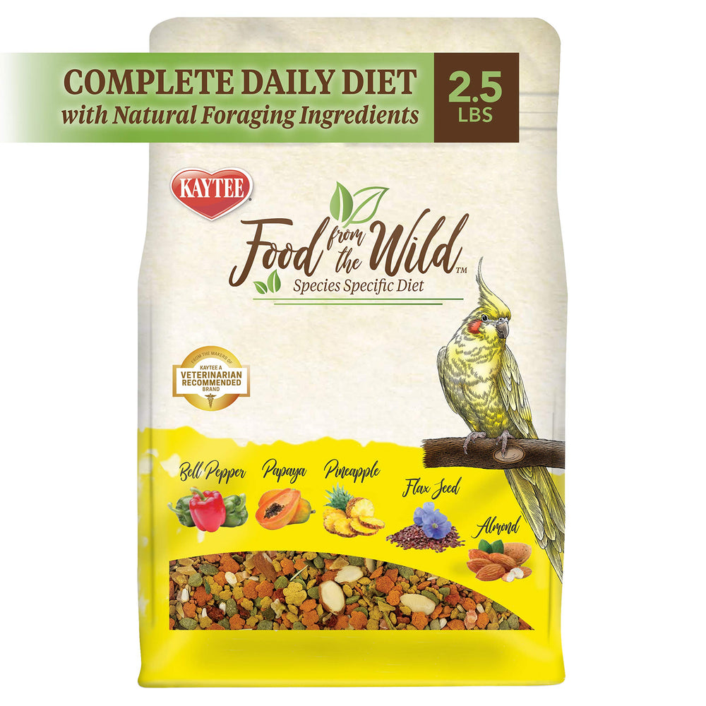 Kaytee Food From the Wild foraging ingredients bowl highlights variety for enrichment.