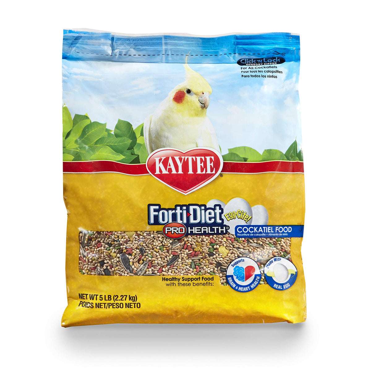 Kaytee Forti-Diet Egg-Cite real egg crumble provides high-quality protein for cockatiels