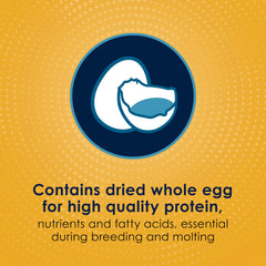 Kaytee Forti-Diet Pro Health Egg-Cite meal image highlights omega-3s and antioxidants
