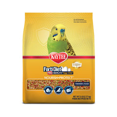 Kaytee Forti-Diet Pro Health Egg-Cite parakeet bag highlights science-backed nutrition for breeding and molting
