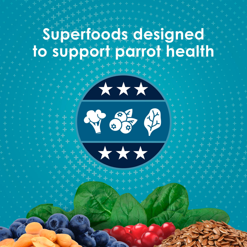 Kaytee Forti-Diet Pro Health includes fruits, nuts, and vegetables for nutritional variety