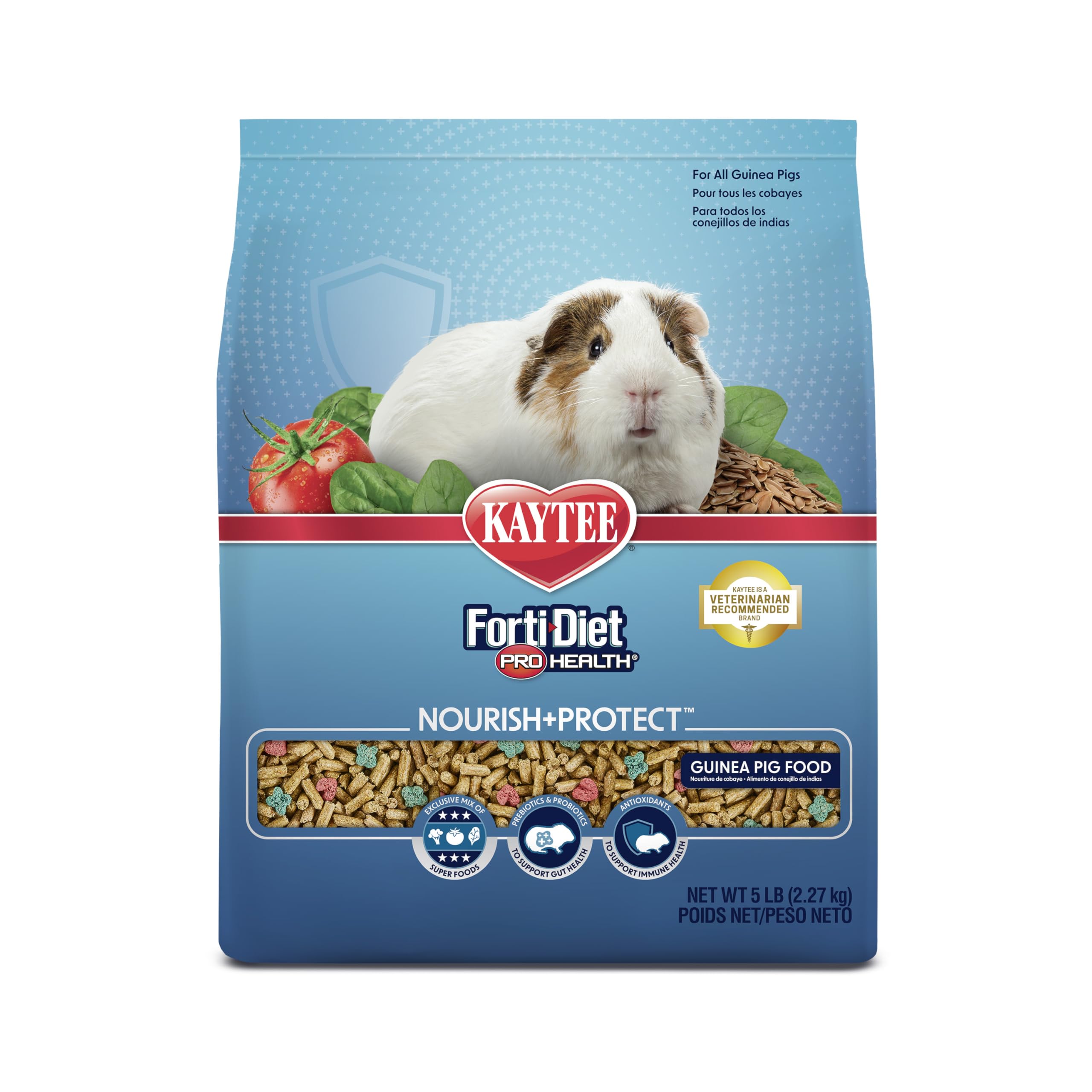Kaytee Forti-Diet Pro Health pellets close-up showing balanced bites for digestive support