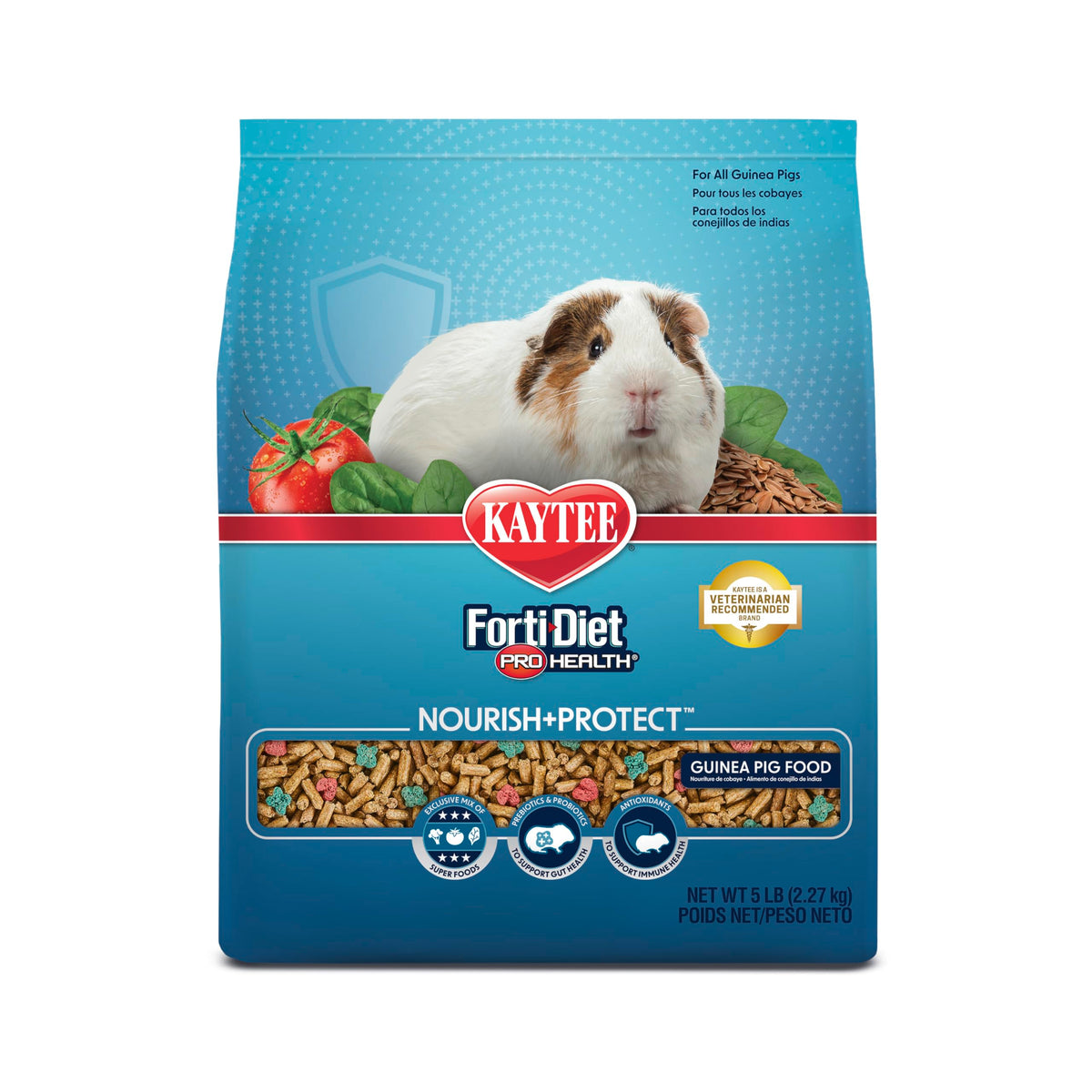 Kaytee Forti-Diet Pro Health pellets close-up showing balanced bites for digestive support