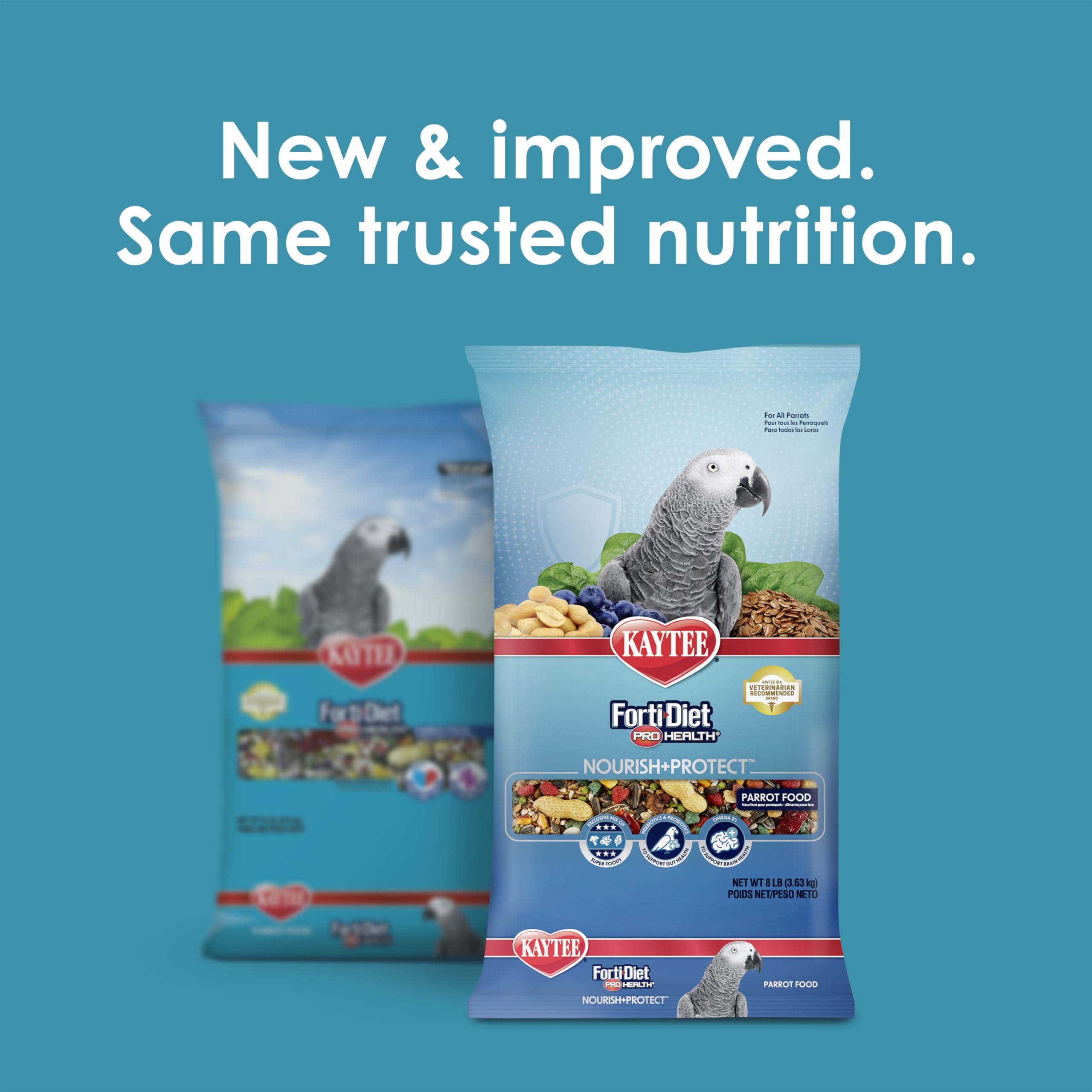 Kaytee Forti-Diet Pro Health parrot food served in a bowl with diverse textures