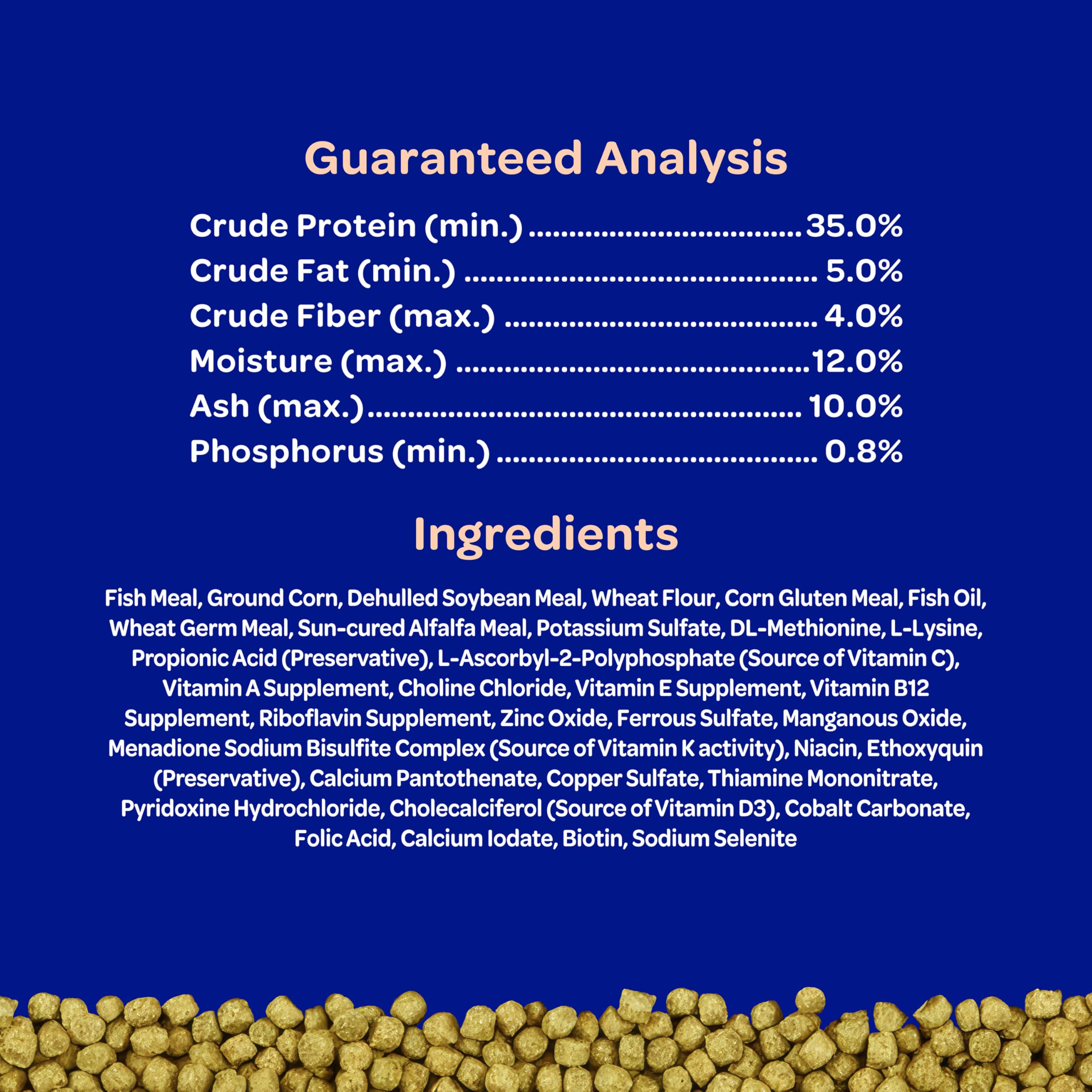 The formula is highly digestible, reducing waste and keeping water clearer.