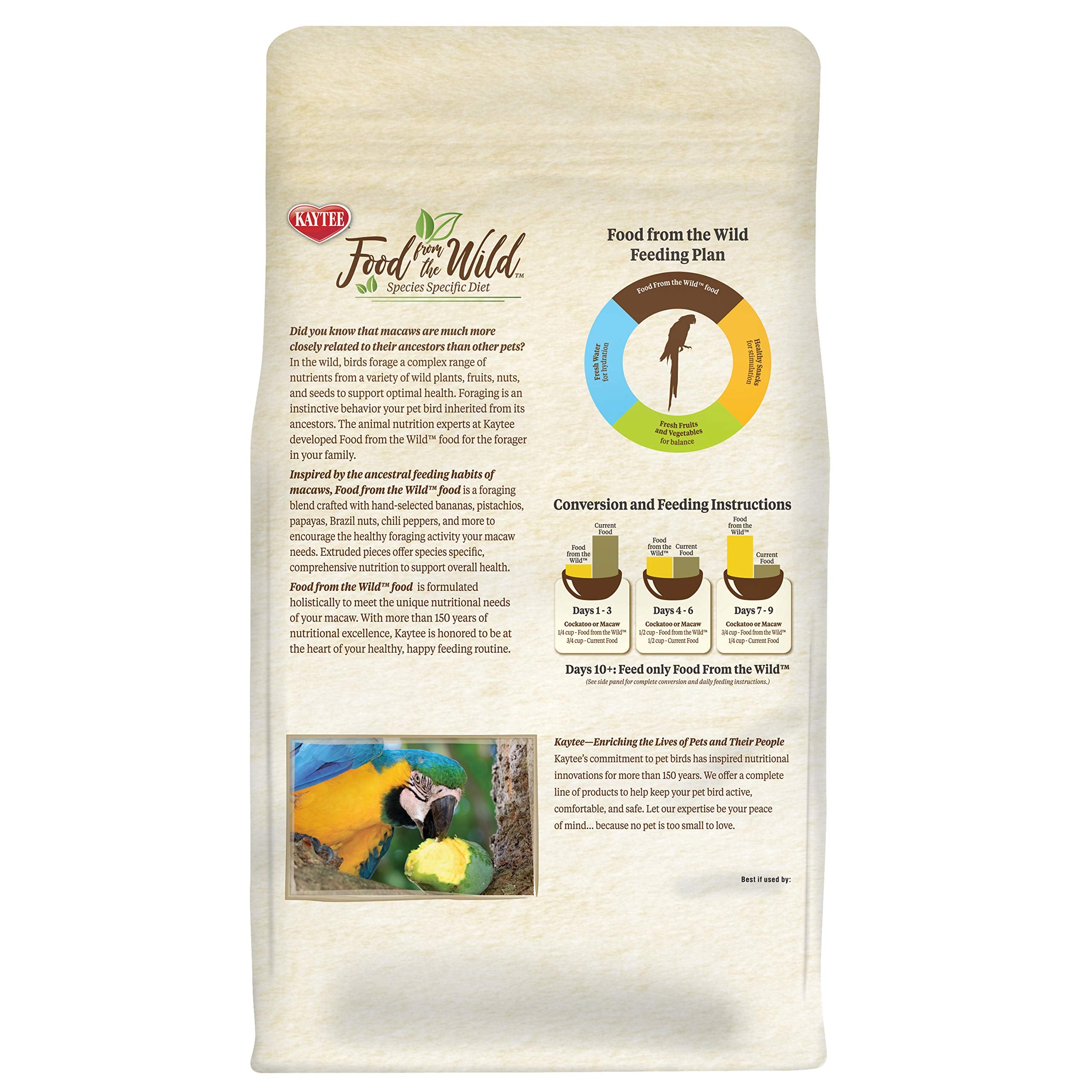 Kaytee Macaw prebiotic-probiotic image promoting digestive health support