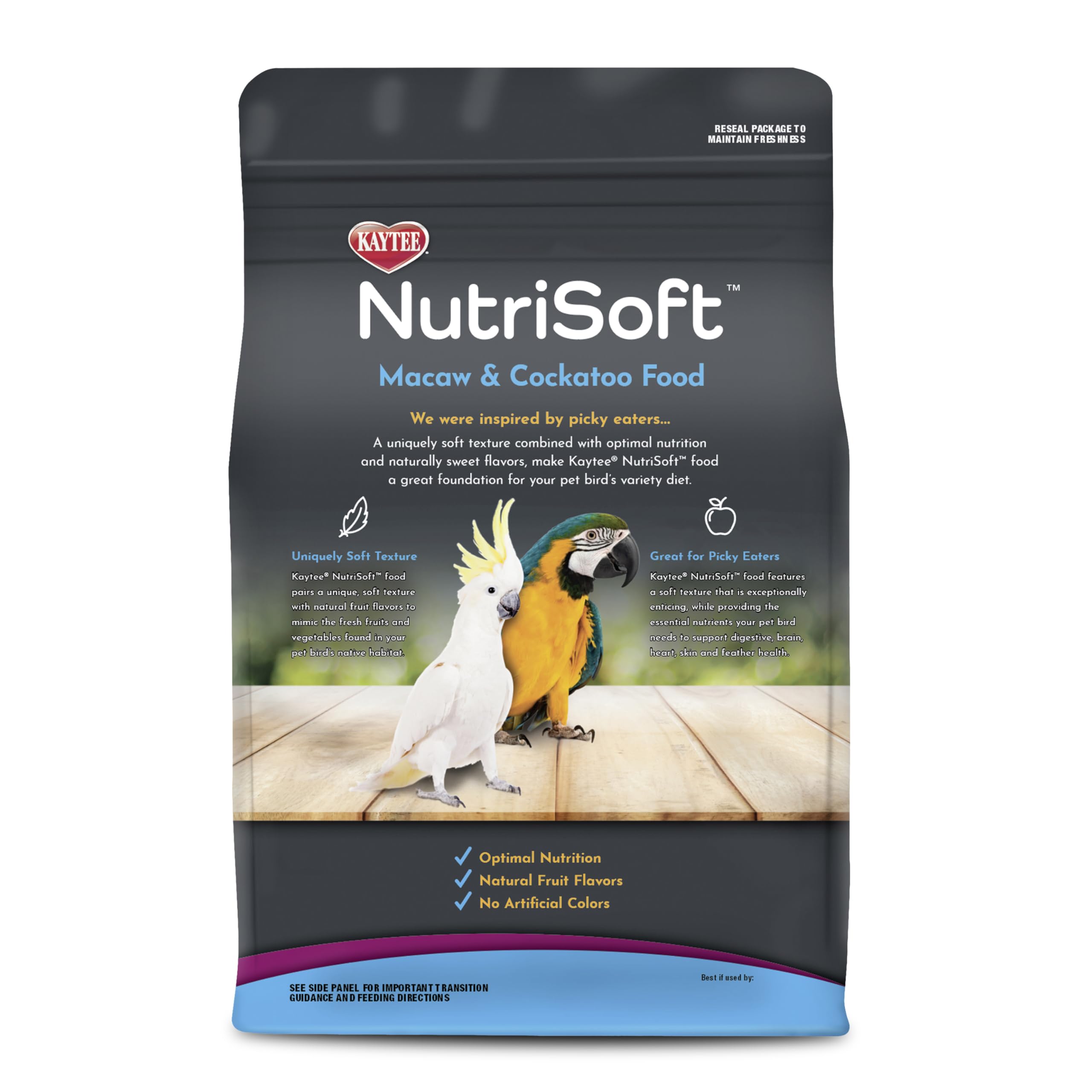 Kaytee Nutri Soft daily feeding pellets for macaws and cockatoos.