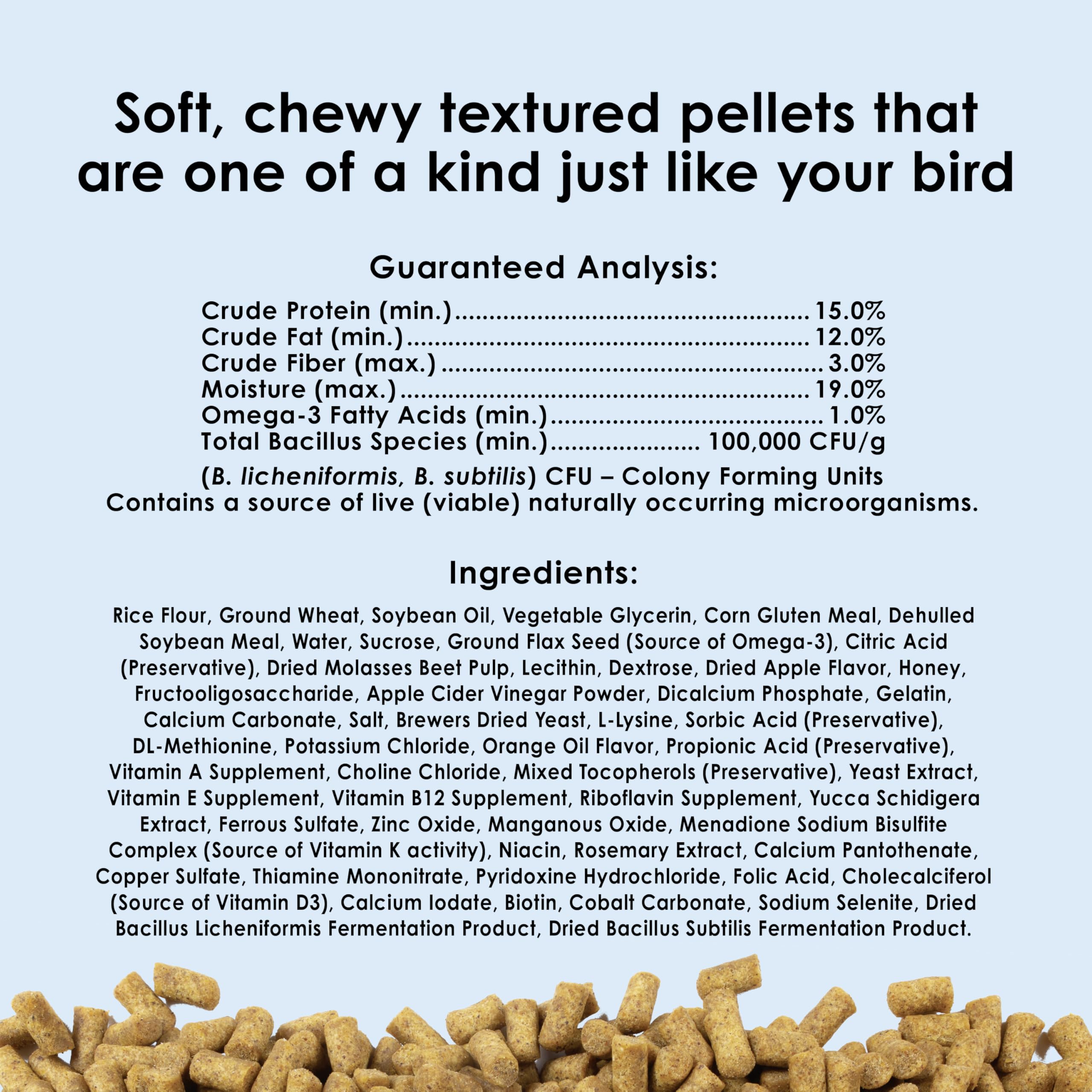 Kaytee Nutri Soft natural fruit flavors enriching mealtime for birds.