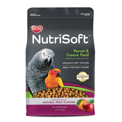 Kaytee Nutri Soft packaging shows pellets for picky parrots.