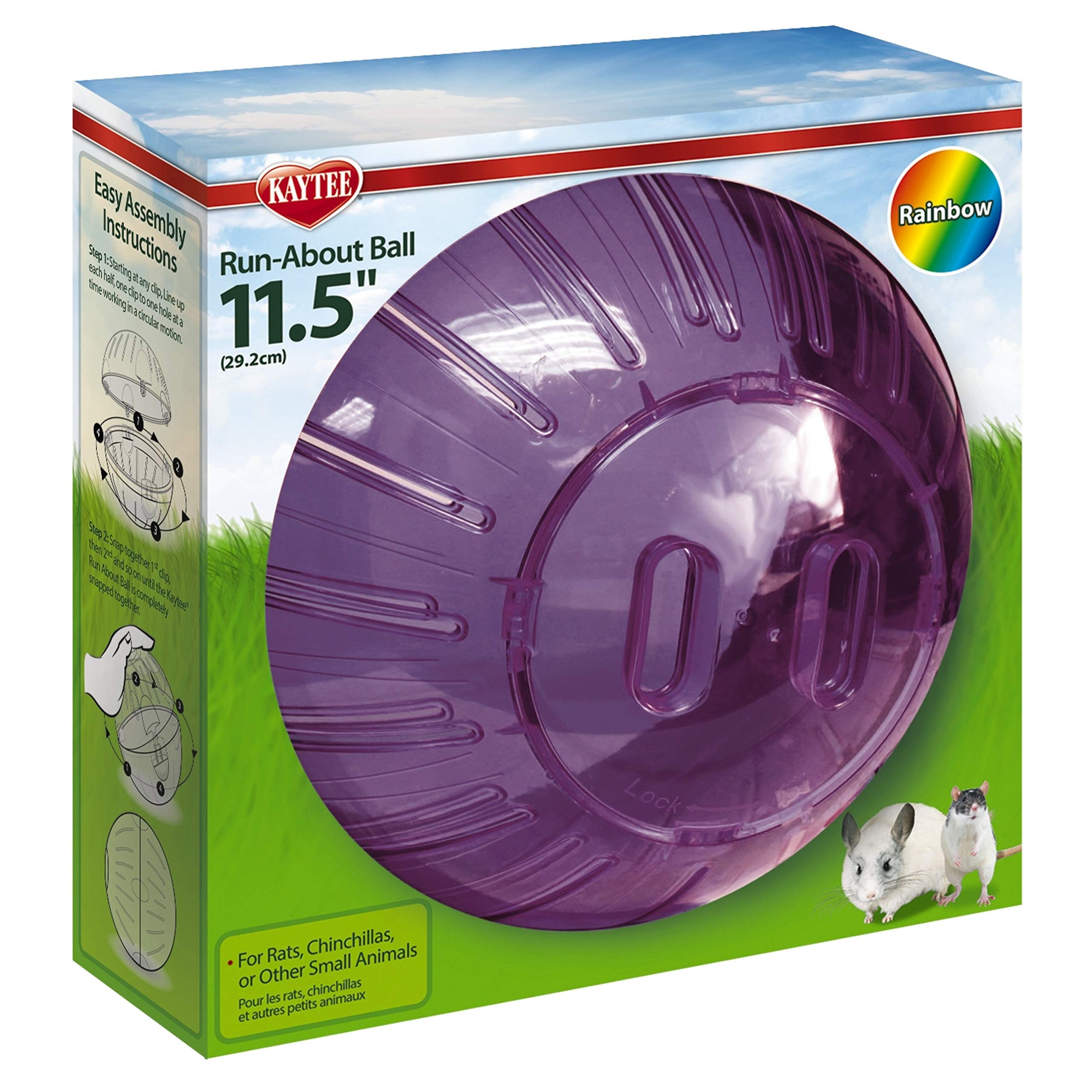Kaytee Run-About Ball pink transport-ready design for quick cleaning and handling.