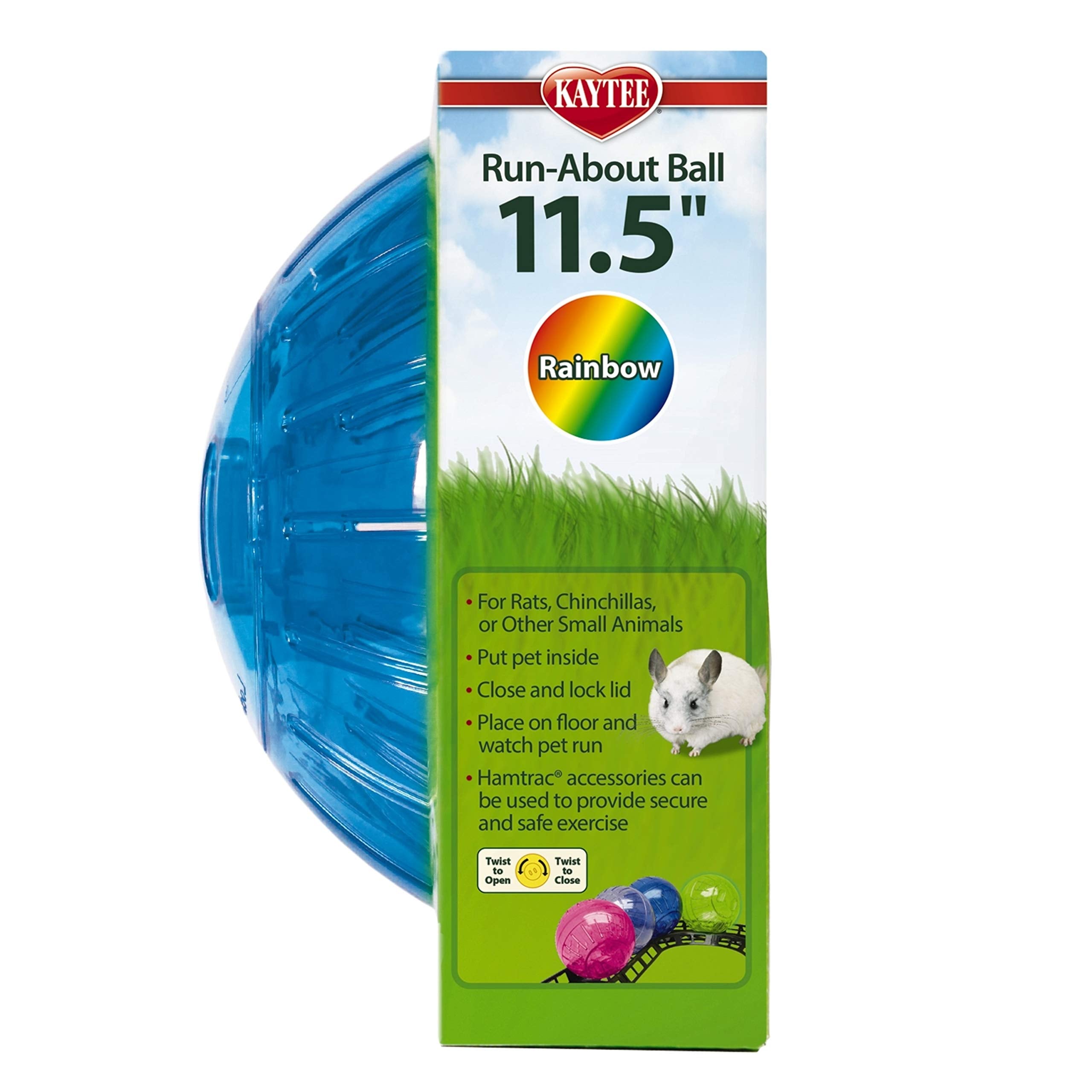 Kaytee Run-About Ball purple use in a home setup helps reduce boredom.
