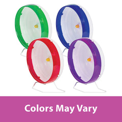 Kaytee Silent Spinner Wheel enclosed hub highlights safe paw access.