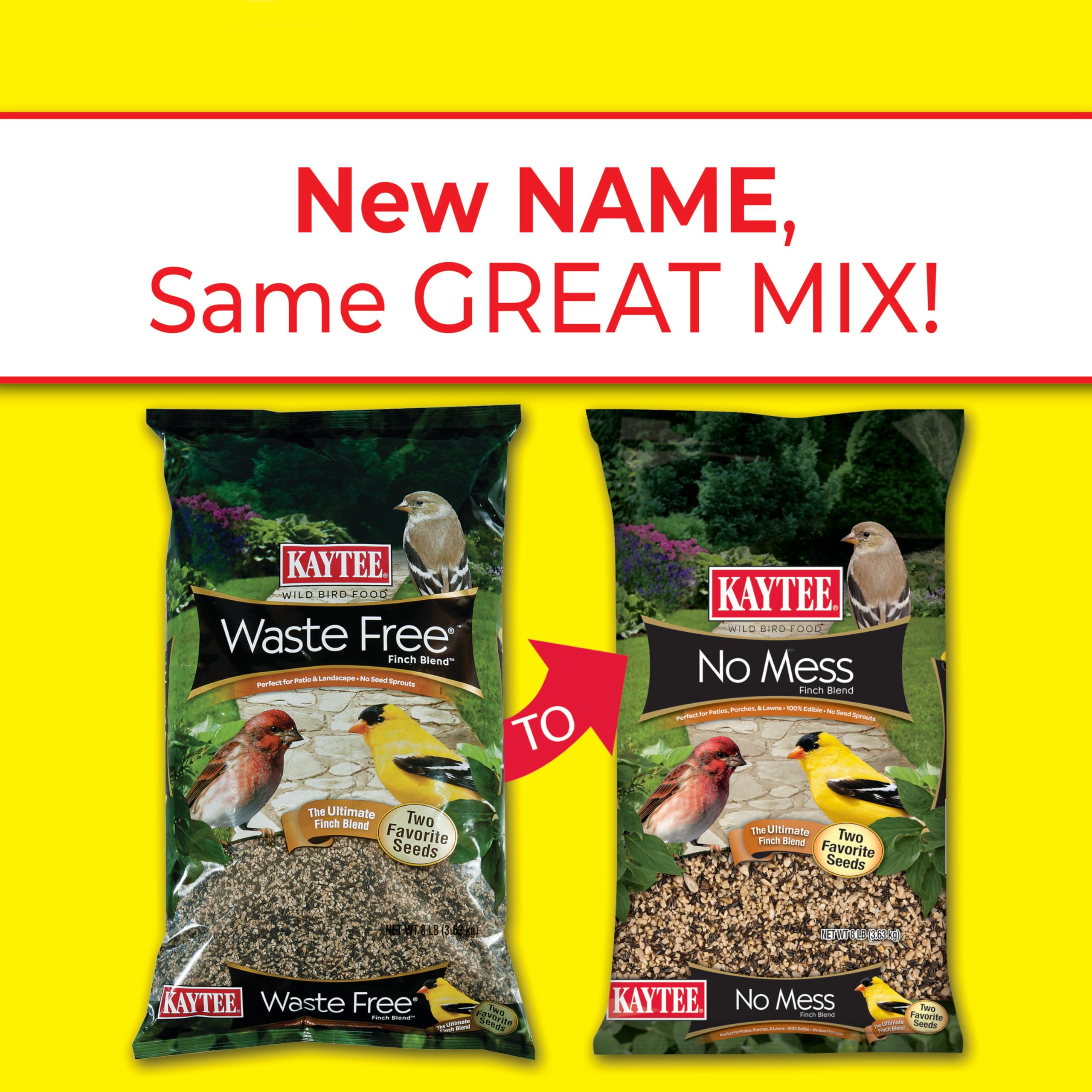 Kaytee Sunflower chips add texture while reducing hull mess under feeders.