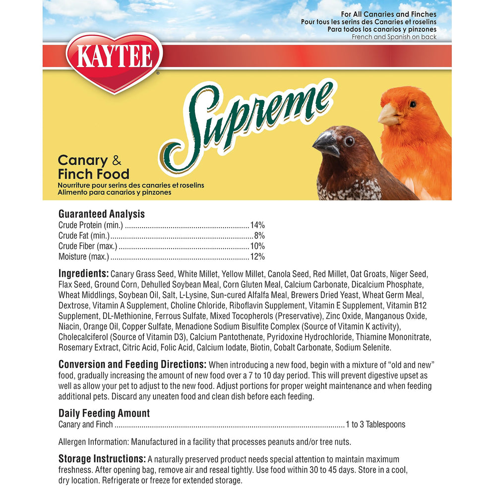Kaytee Supreme 20 lb bulk packaging for easy storage and feeding.