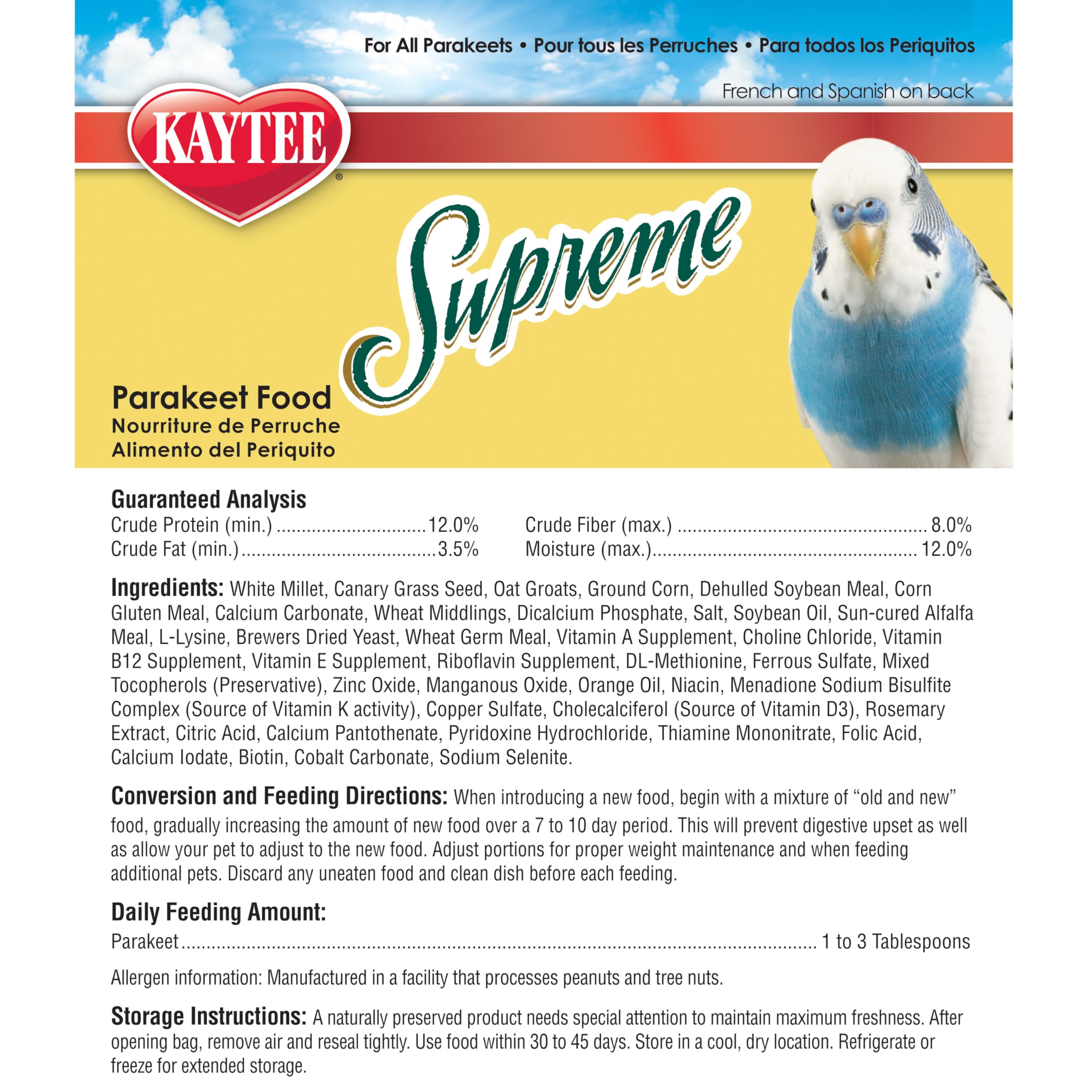 Kaytee Supreme Parakeet Food crafted by Kaytee experts for trusted nutrition