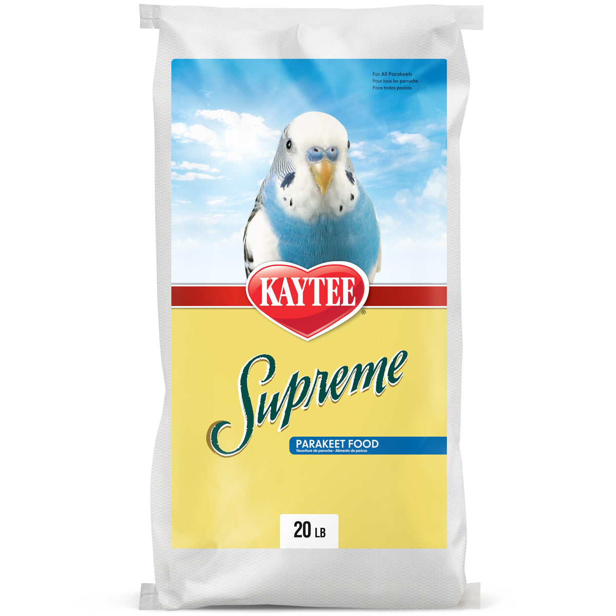 Kaytee Supreme Parakeet Food with seeds and grains for balanced daily nutrition
