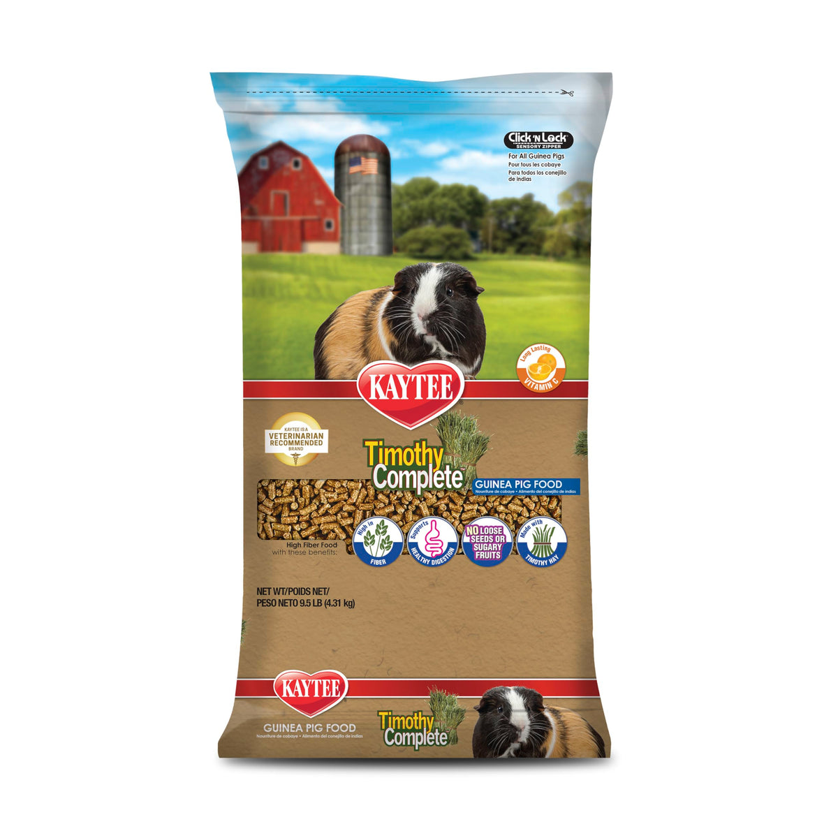 Kaytee Timothy Complete guinea pig food pellets arranged for fiber rich nutrition