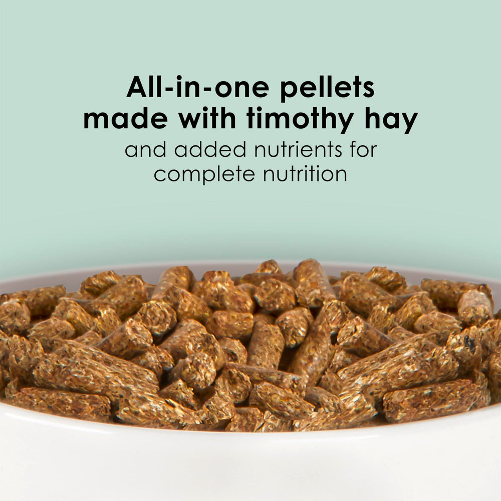 Close-up of Timothy hay pellets highlighting natural fiber and dental-friendly texture.