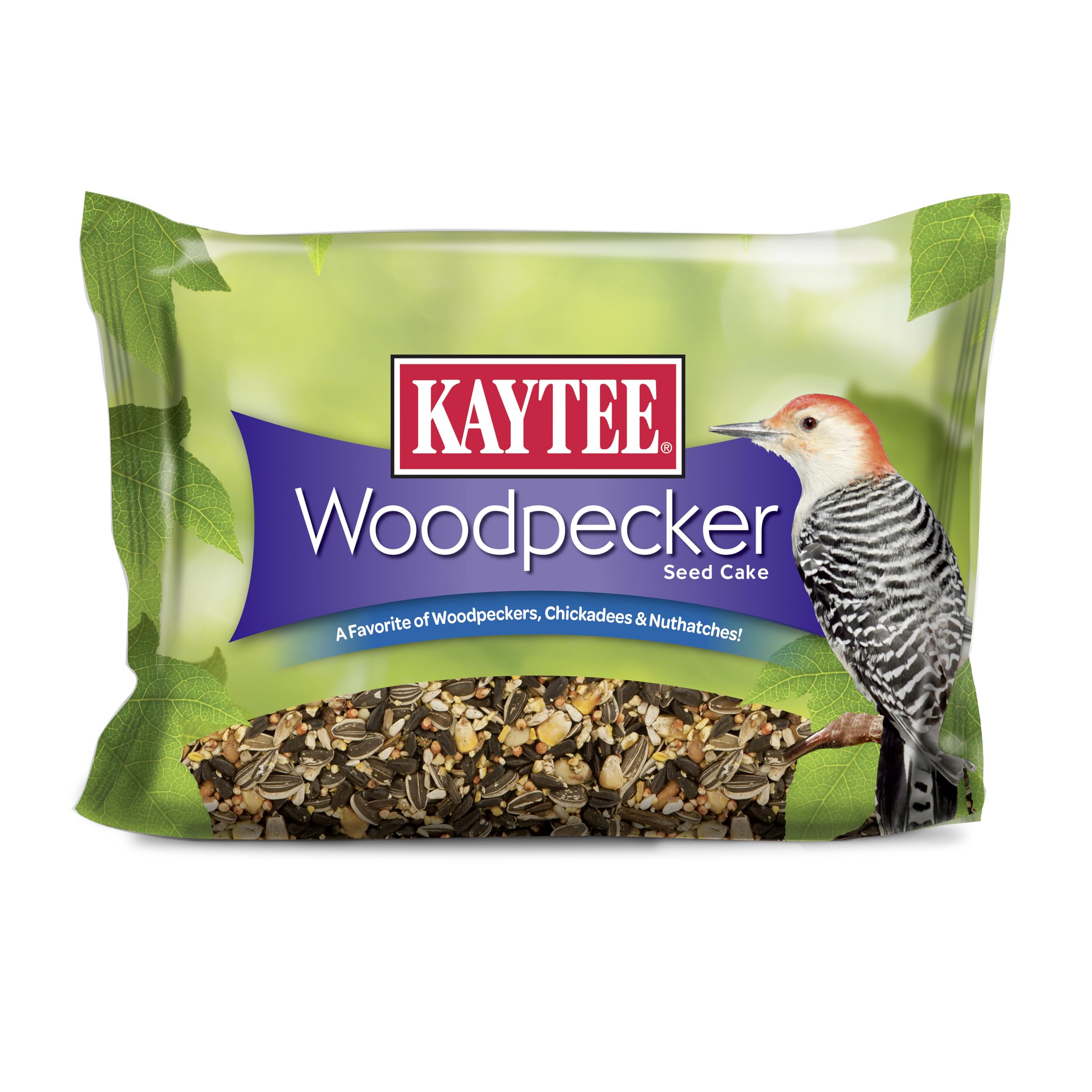 Backyard scene with Kaytee Seed Cake attracting birds