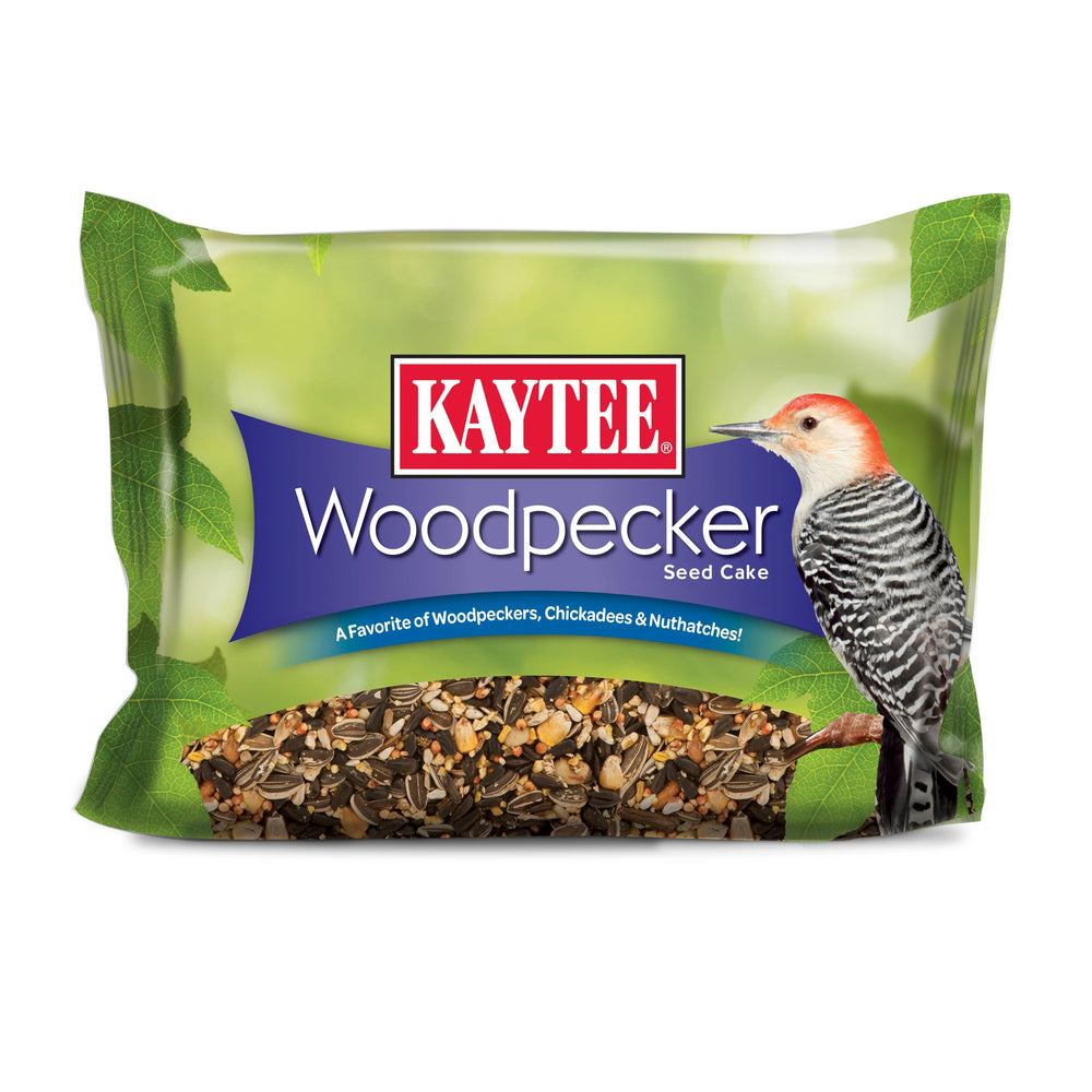 Backyard scene with Kaytee Seed Cake attracting birds