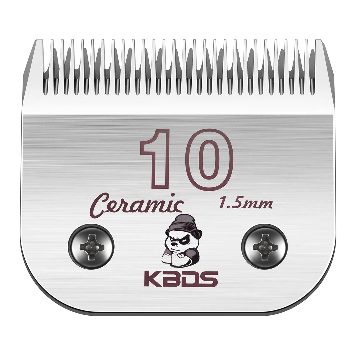 KBDS detachable ceramic pet clipper blades in size 10 show a precise 1.5mm cut for smooth grooming.