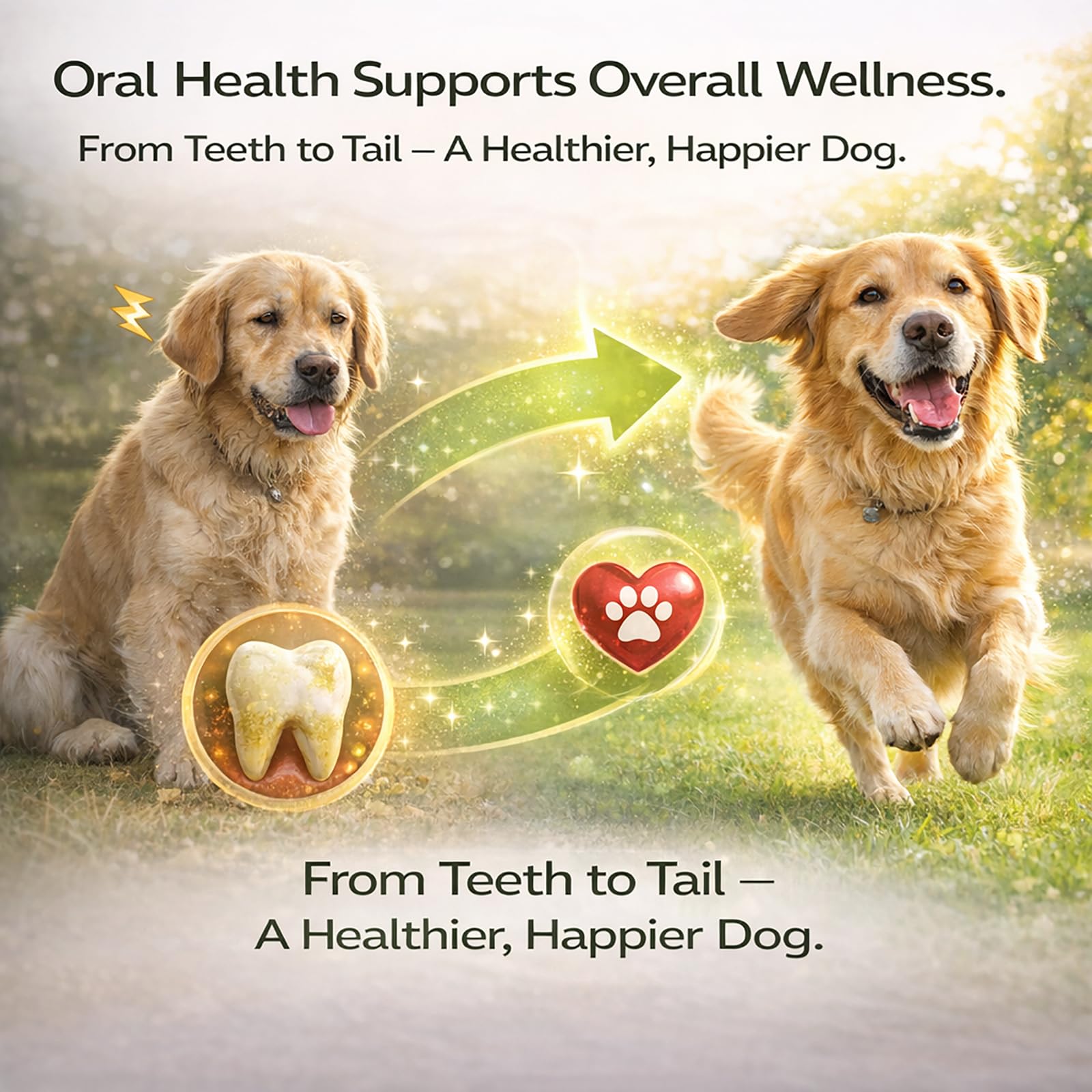 Product label highlighting plaque and tartar support features.