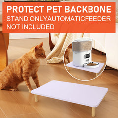 Solid wood raised pet feeder stand provides a stable, secure base for bowls.