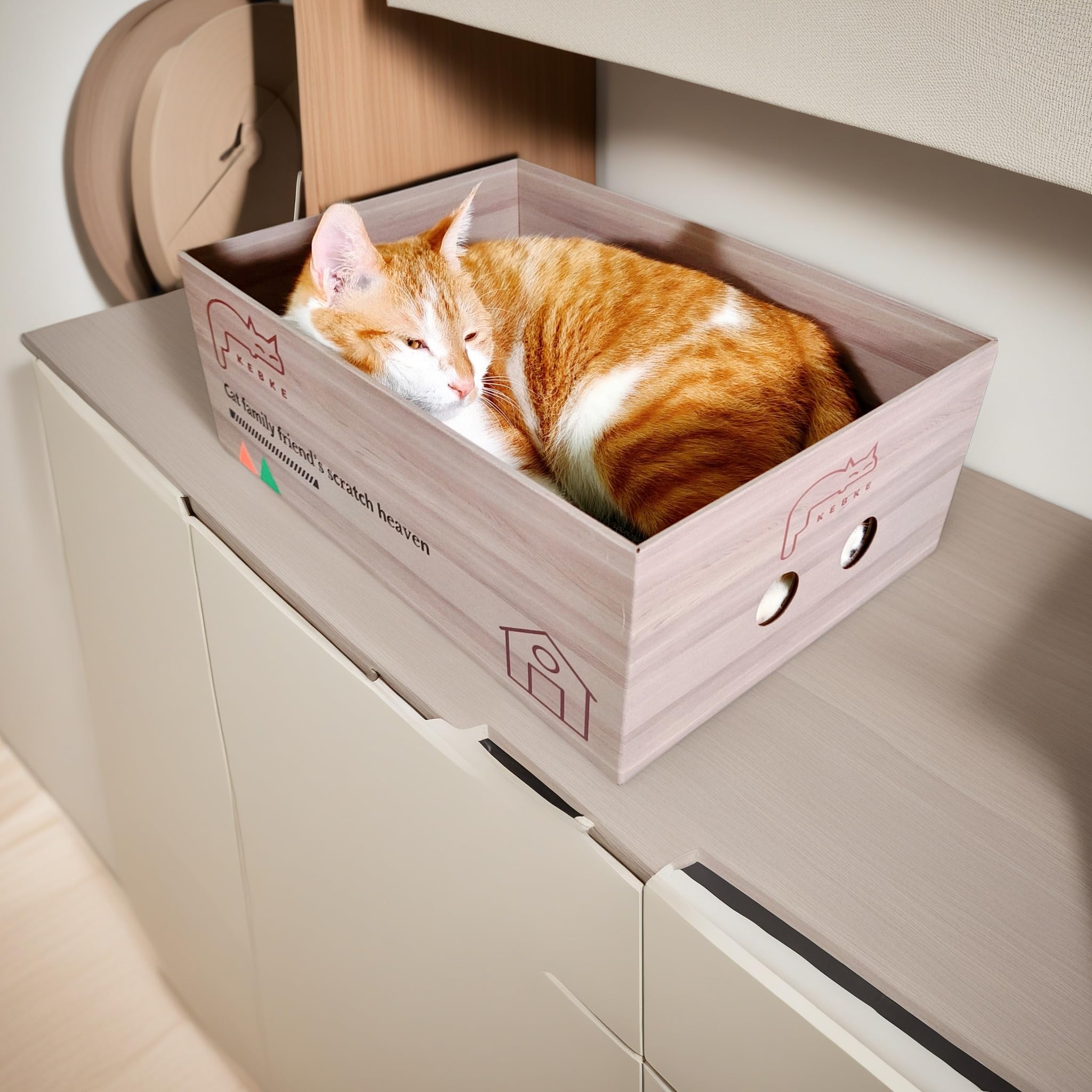 KEBKE Large Cat Scratcher Storage with ample space for multi-cat use