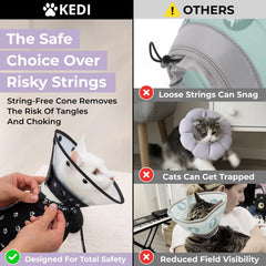 Kedi Cats Solutions soft cone on a recovering cat, gentle support.
