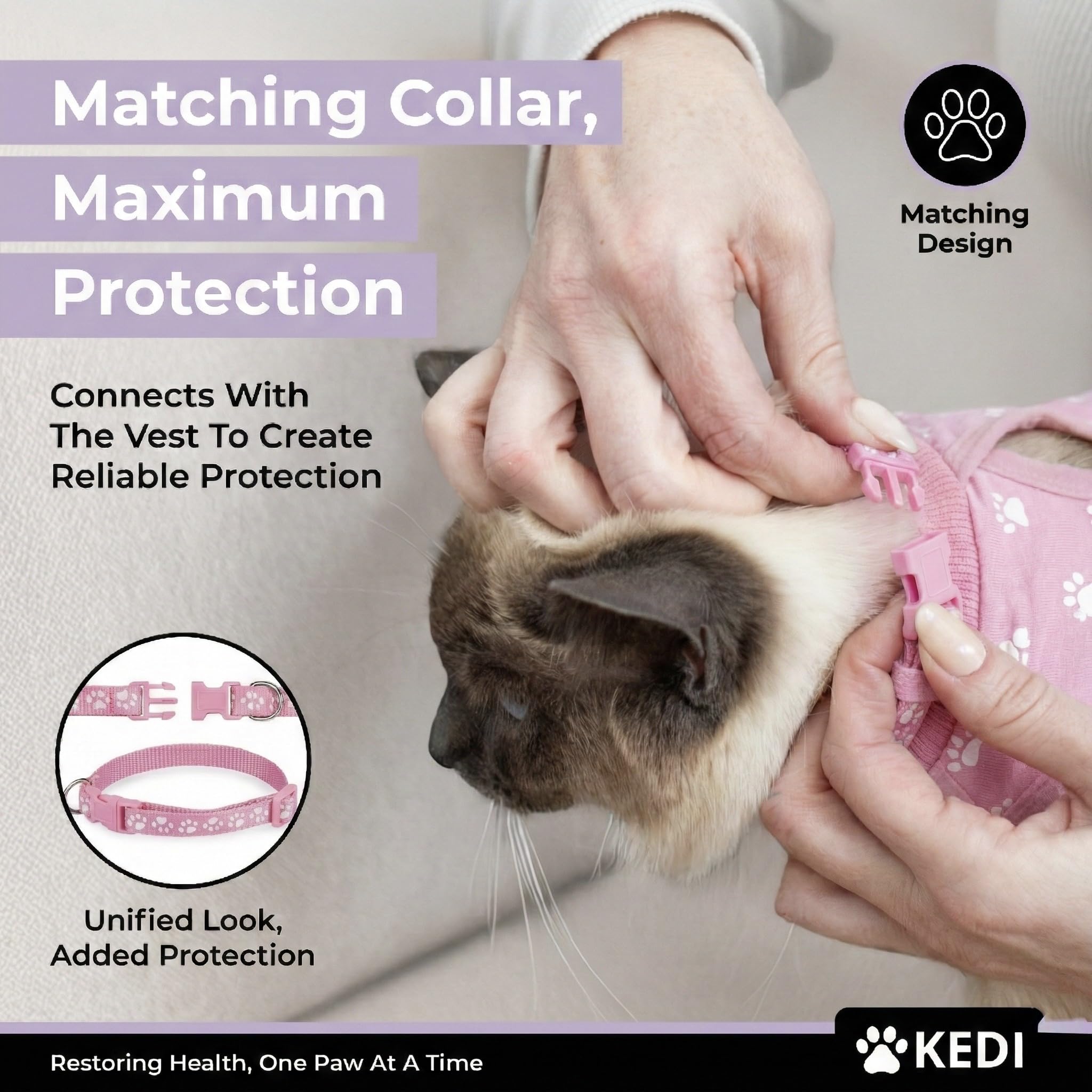 Kedi Cats Solutions recovery suit torso area, breathable fabric protects wounds while allowing bathroom use