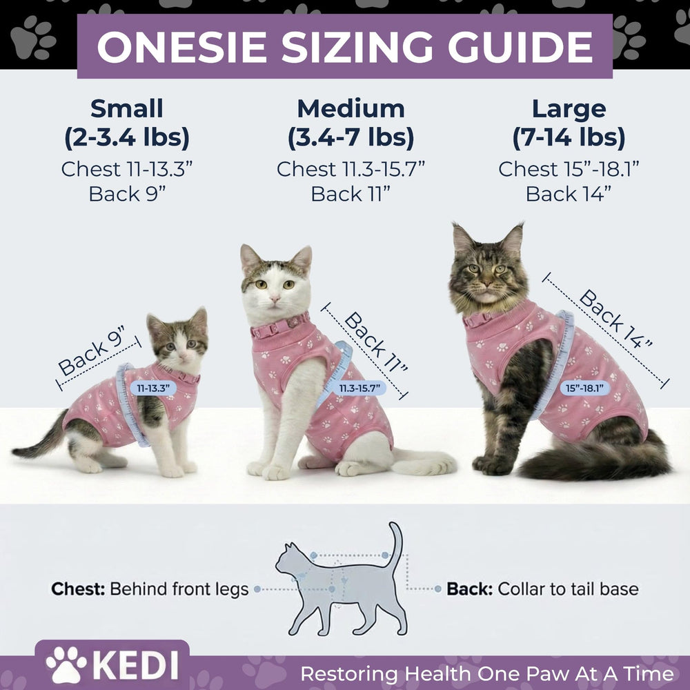 Kedi Cats Solutions recovery suit pink small, reliable closure system reduces escape risk during healing