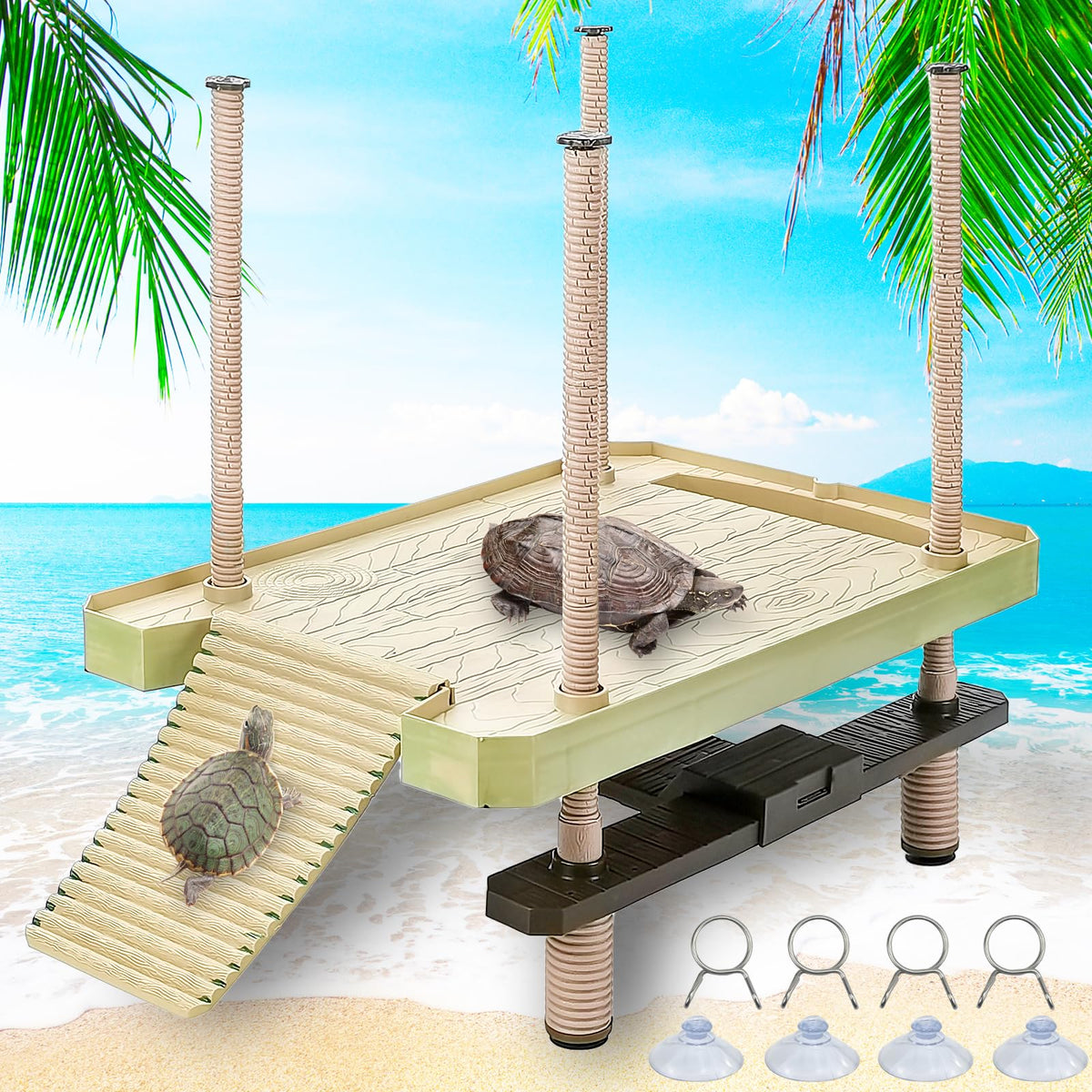 Keedolla large turtle floating platform for basking and feeding in a compact tank