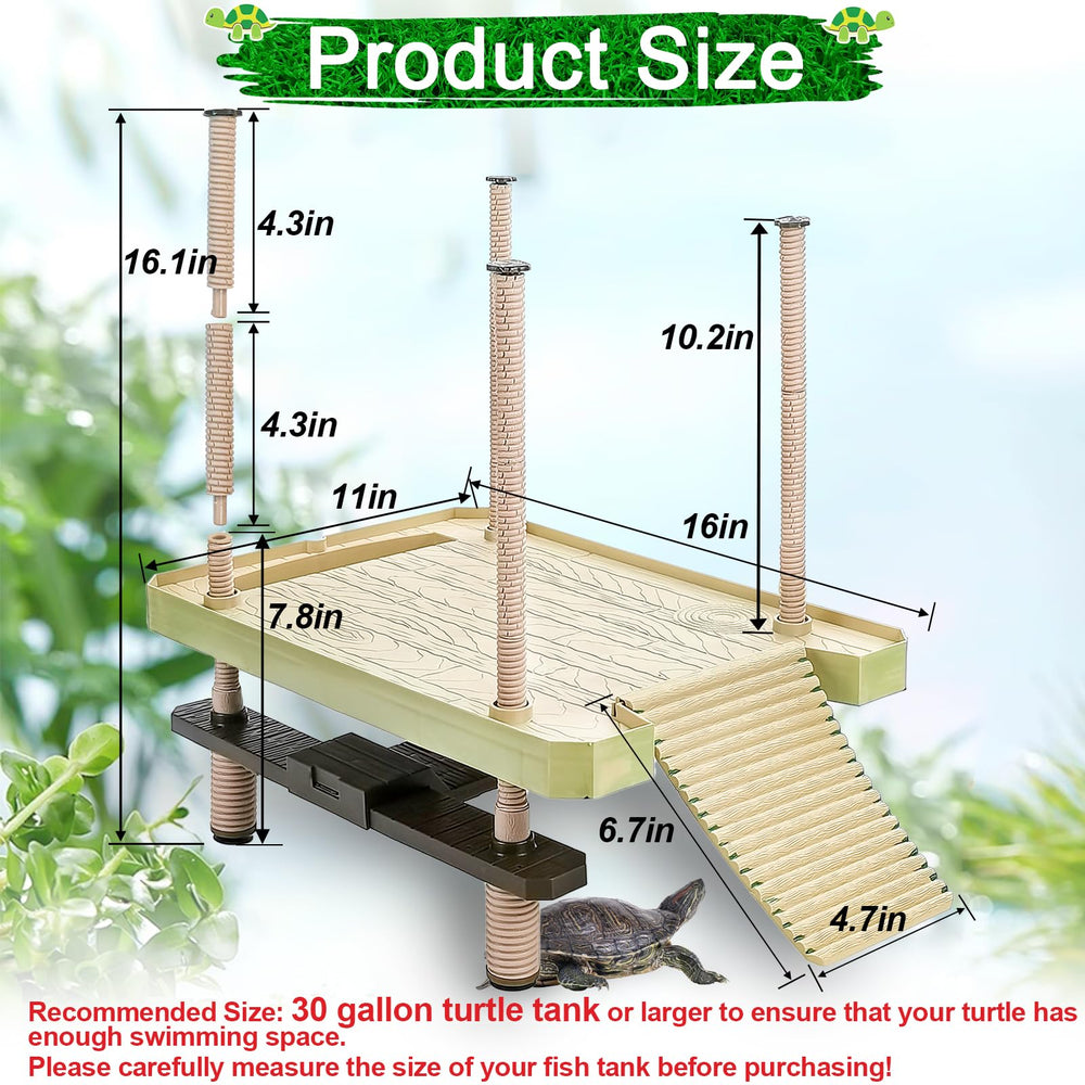 Keedolla turtle floating pier with feeding area promoting meals and sun exposure