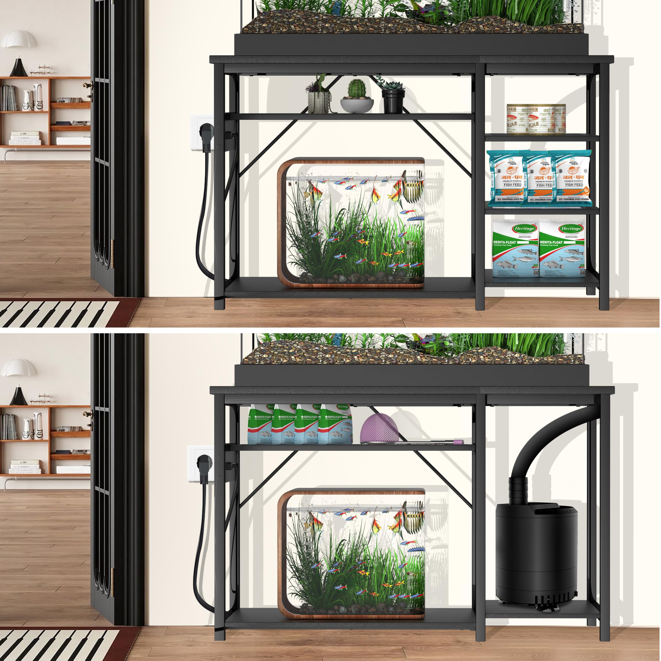 Left side open space ideal for extra aquariums or equipment in Keelian stand.