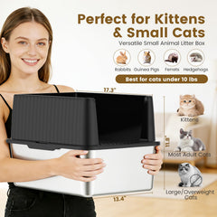 Keeyova stainless steel litter pan for easy cleaning and odor control