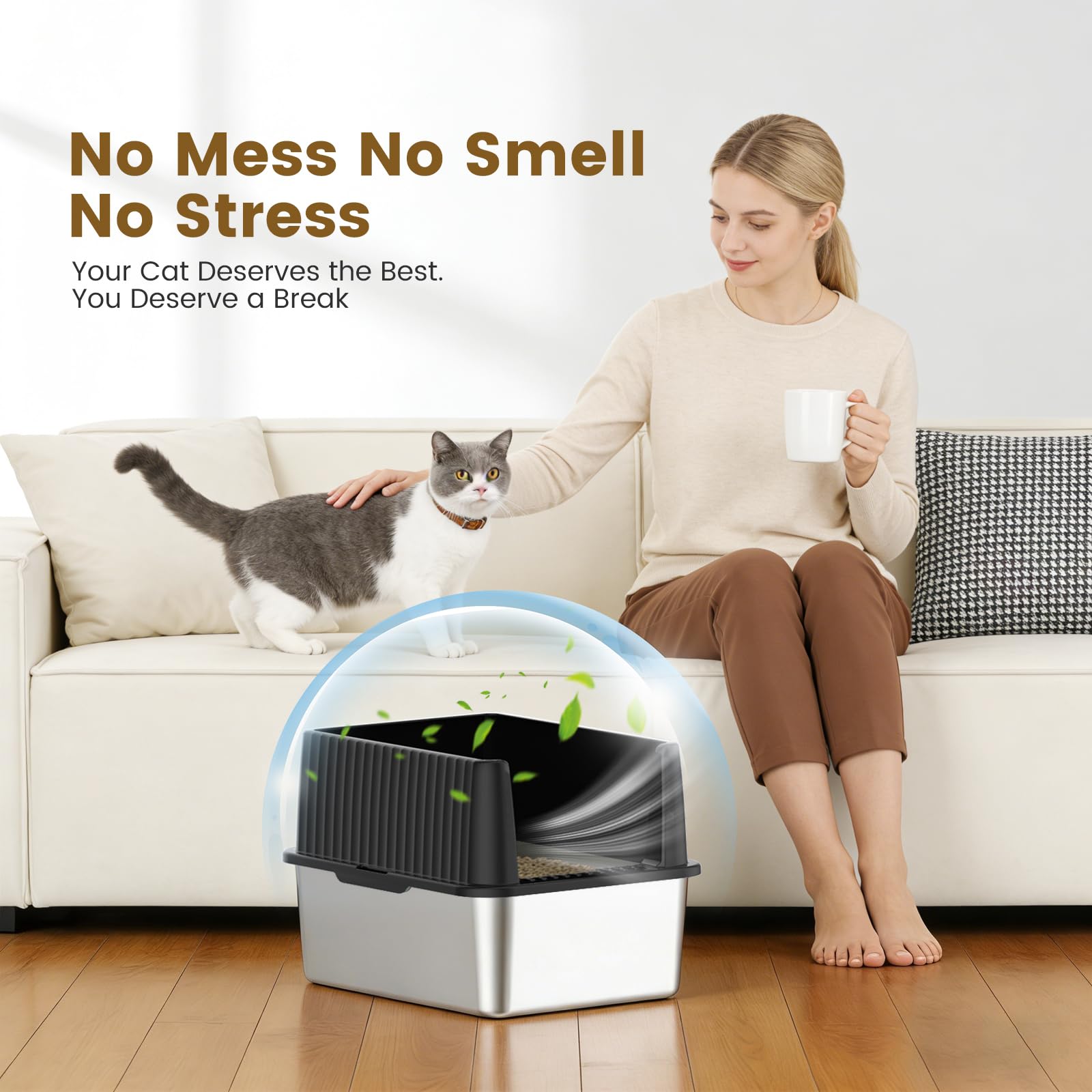 Keeyova built-in tracking pad catches litter from paws