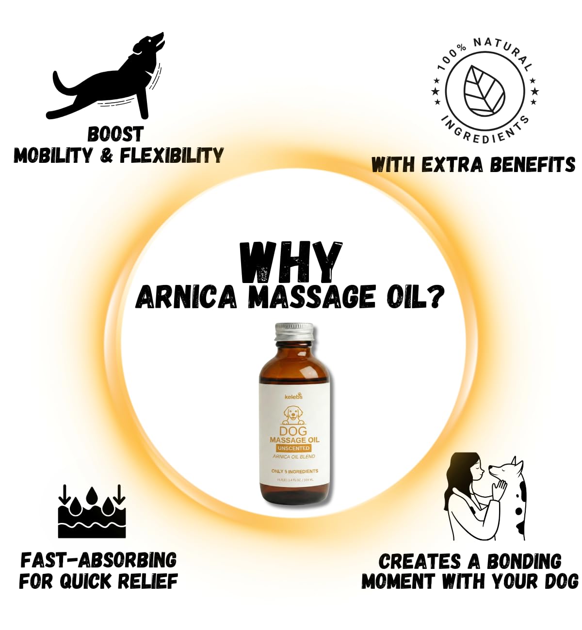 KELEBS arnica oil for soothing, routine canine skin care