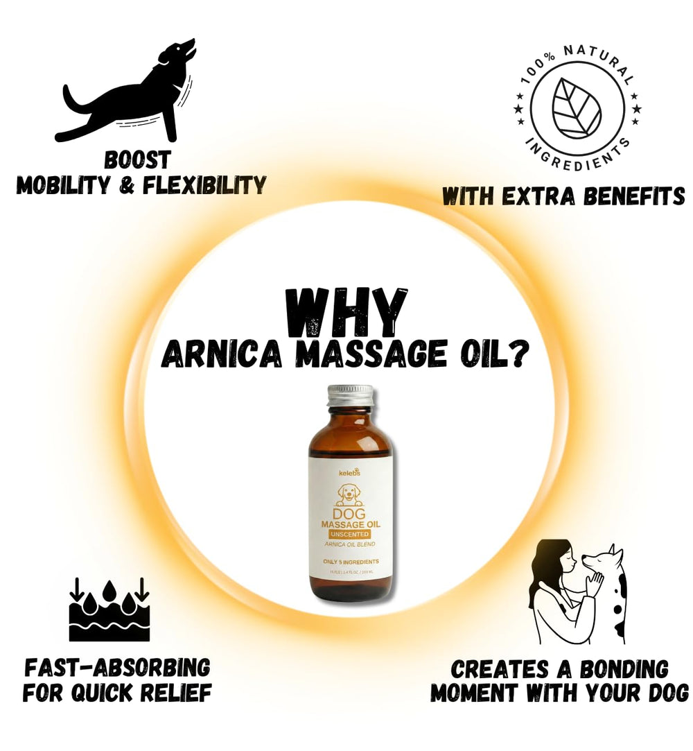 KELEBS arnica oil for soothing, routine canine skin care