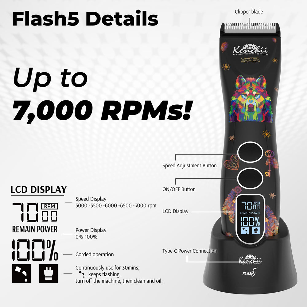 Kenchii Flash 5 Wolf Edition attachments show multiple length options