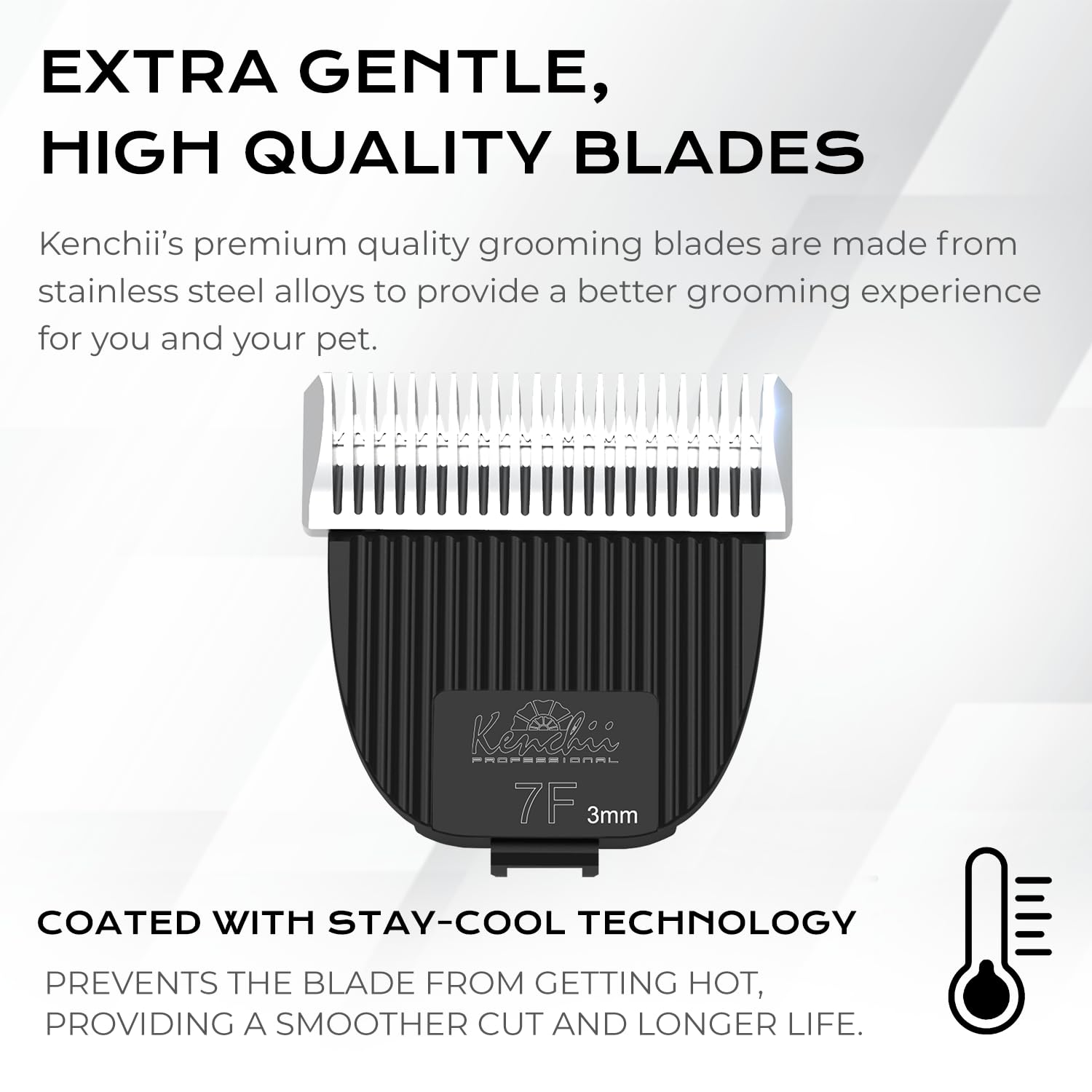 Kenchii Flash blade stay-cool coating reduces overheating during sessions