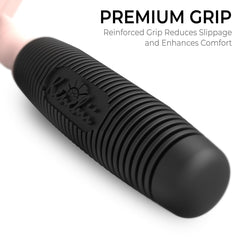 Kenchii Long Pin Slicker Brush with an ergonomic non-slip handle for control