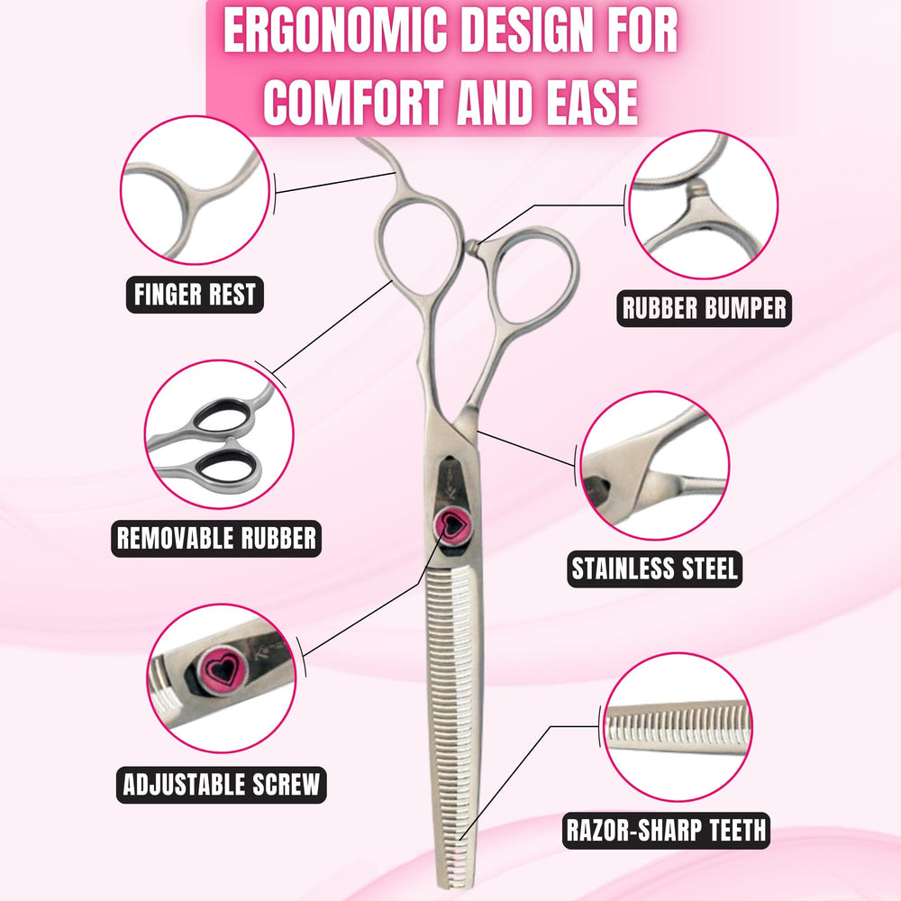 Kenchii Love Dog Grooming Scissors forged in Japanese alloy steel for lasting sharpness