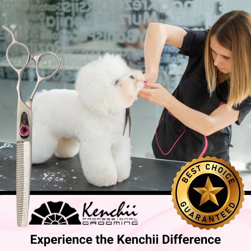 Kenchii Love Dog Grooming Scissors satin finish adding professional durability
